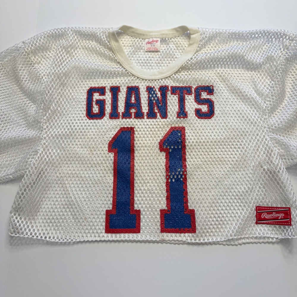 Vintage  Giants Phil Simms 11 Mesh Football Pinny Jersey White Sz S/M Made USA